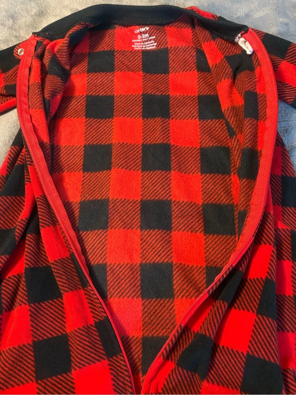 Carter's Red and Black Buffalo Plaid Sleep Sack 0-3 Months